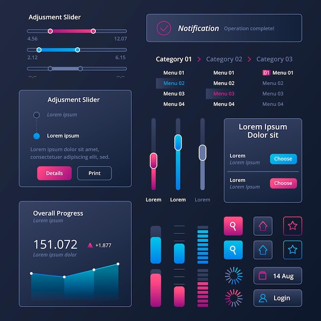 Free Vector gradient ui/ux elements