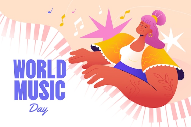 Free Vector gradient world music day background