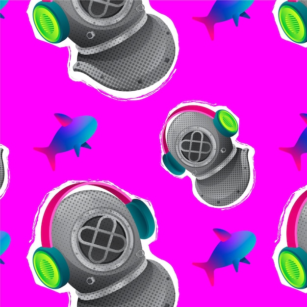 Free Vector gradient zine culture pattern