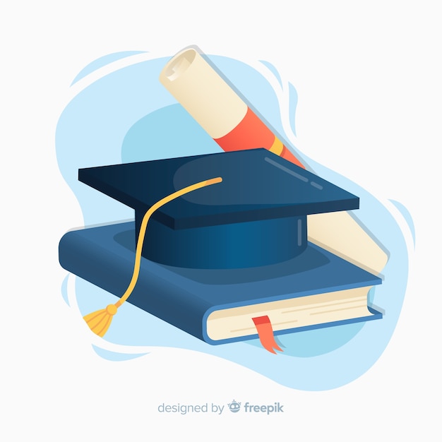 Free Vector graduation cap and diploma with flat design