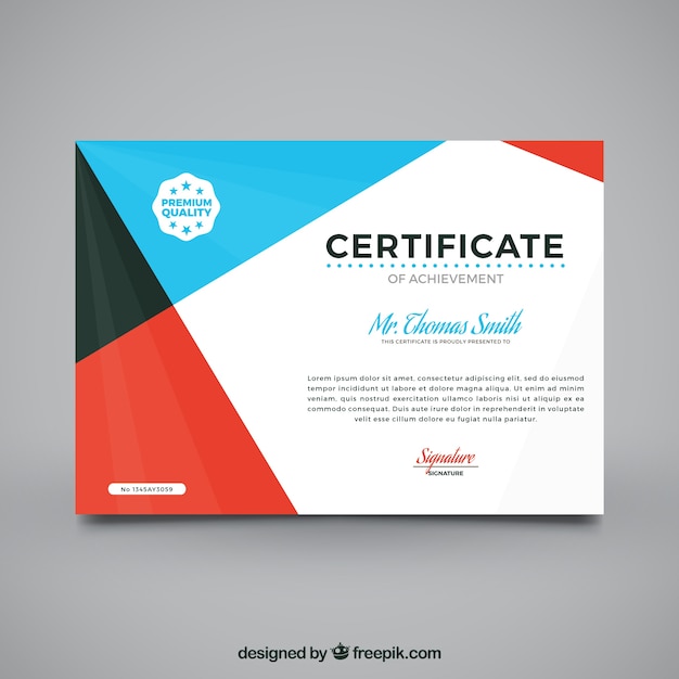 Free Vector graduation certificate with abstract design
