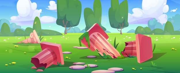 Free Vector greek column ruins broken ancient pillar vector