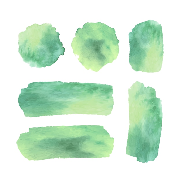 Free Vector green watercolor stains and strokes