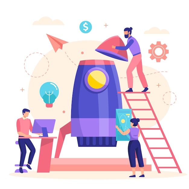 Free Vector group of people starting a business project