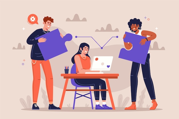 Free Vector group of people working together