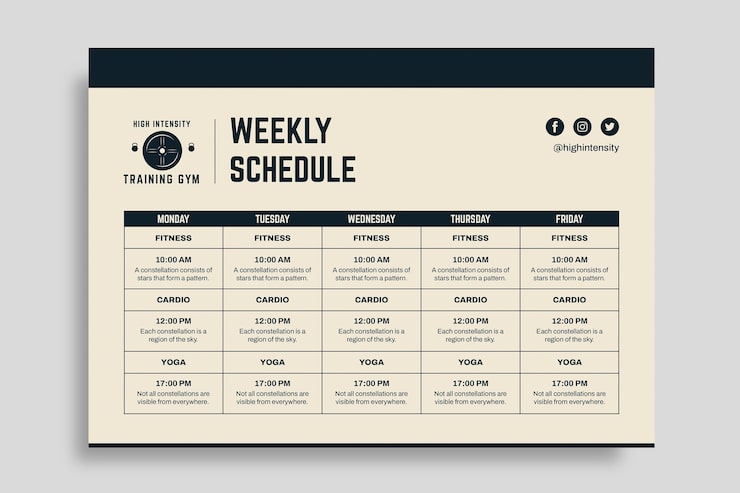 Free Vector gym schedule template