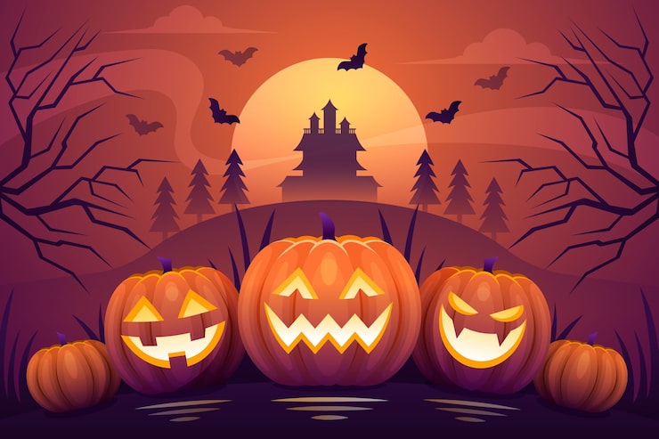 Free Vector halloween background in flat design