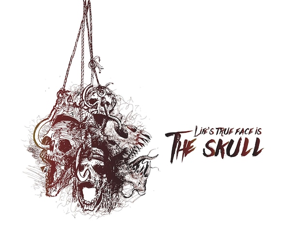 Free Vector halloween background hanging skulls for greeting card design vector illustration