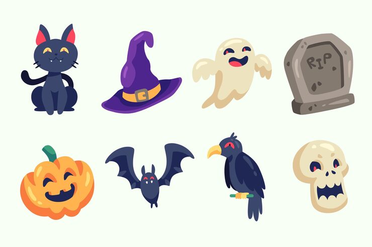 Free Vector halloween element pack