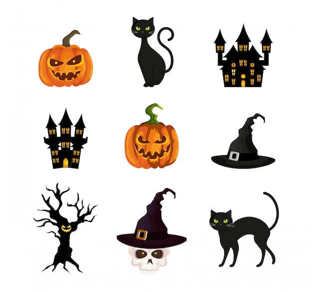 Free Vector halloween elements set 