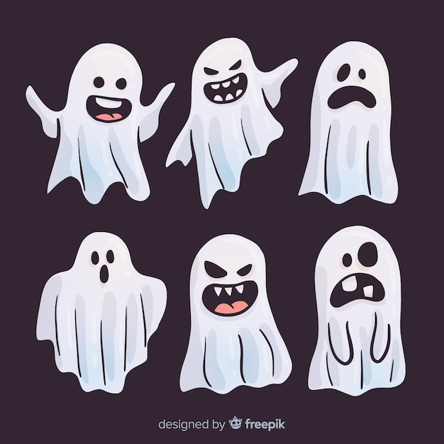 Free Vector halloween ghost collection in flat design