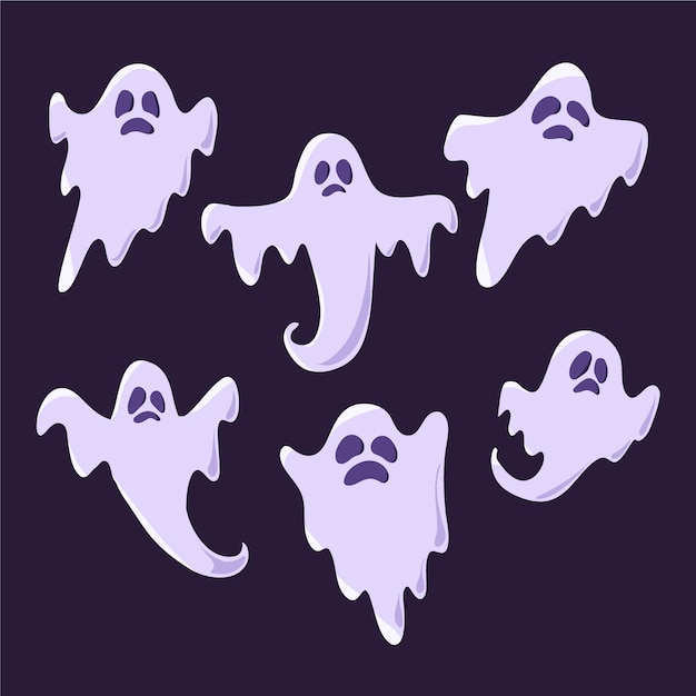 Free Vector halloween ghost collection in flat design