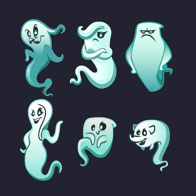 Free Vector halloween ghost collection in flat design
