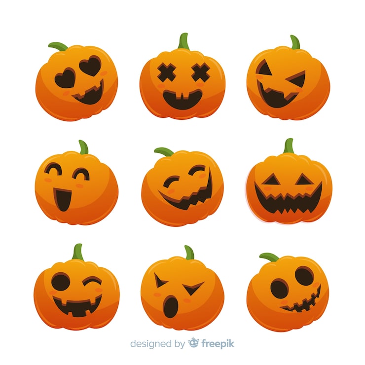Free Vector halloween pumpkin collection with flat design