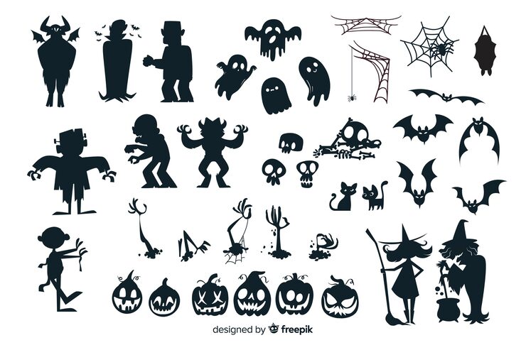 Free Vector halloween silhouette collection