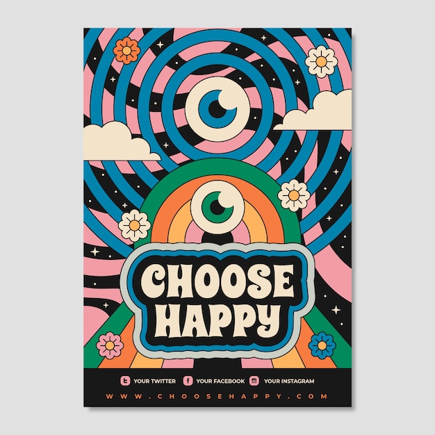 Free Vector hand drawn  70s style poster template