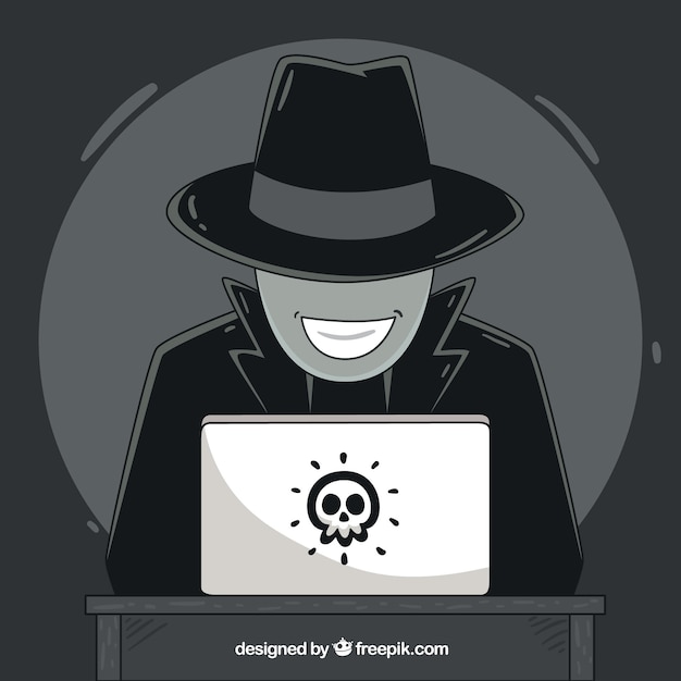 Free Vector hand drawn anonymous hacker concept