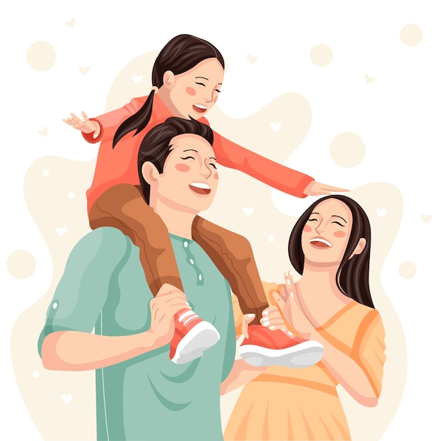 Free Vector hand drawn asian family illustration