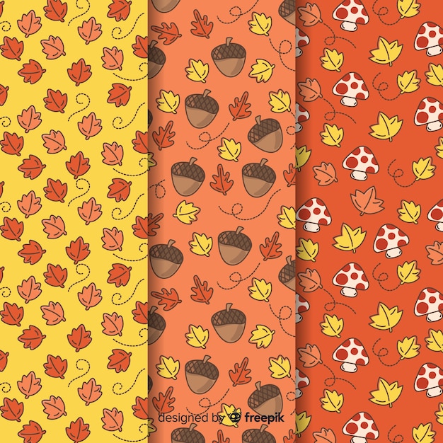 Free Vector hand drawn autumn pattern collection