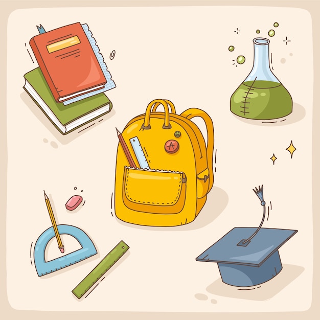 Free Vector hand drawn back to school elements collection