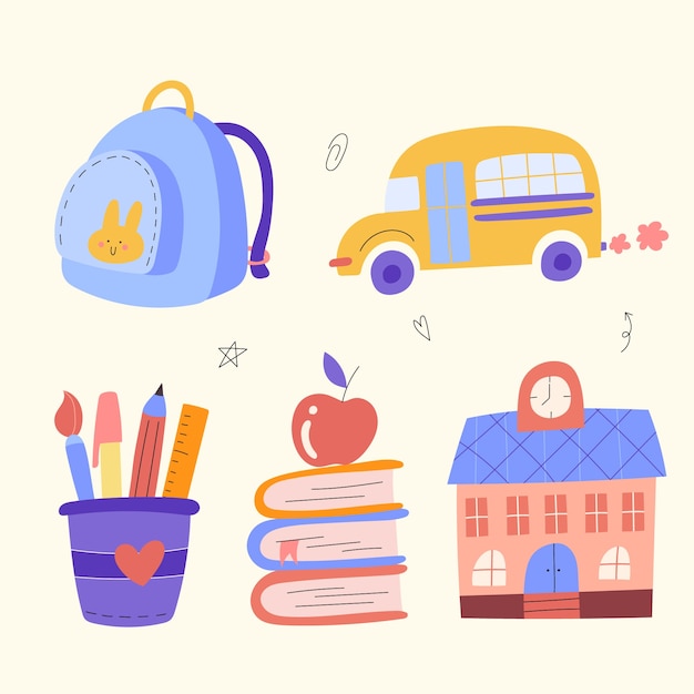 Free Vector hand drawn back to school elements collection