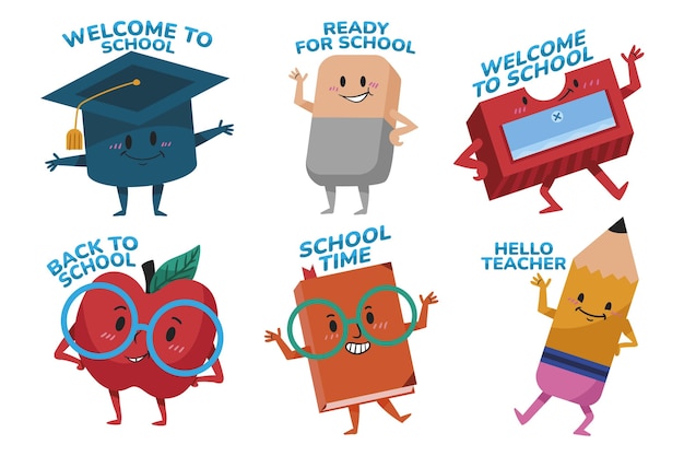 Free Vector hand drawn back to school labels collection