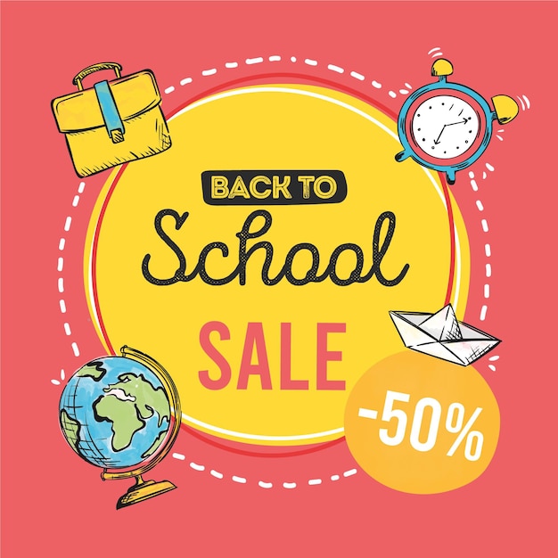 Free Vector hand drawn back to school sales concept