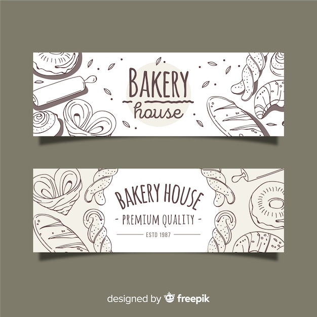 Free Vector hand drawn bakery banners