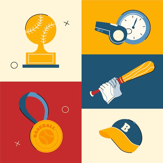 Free Vector hand drawn baseball element