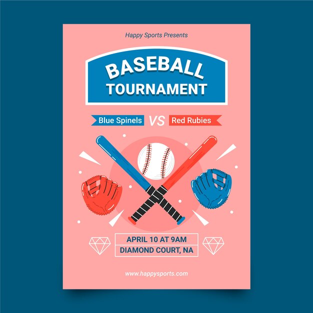 Free Vector hand drawn baseball poster template