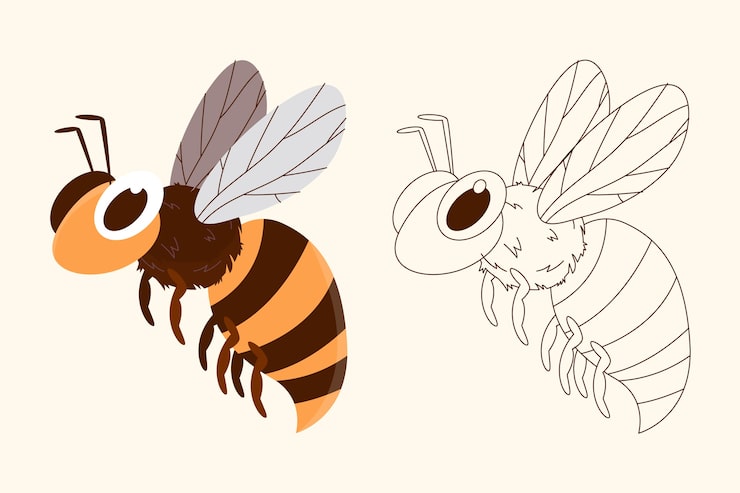 Free Vector hand drawn bee outline illustration