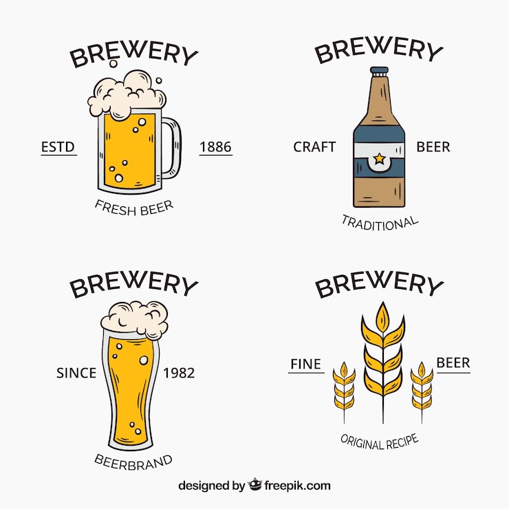 Free Vector hand drawn beer logo collection