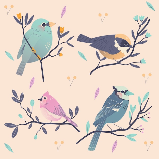 Free Vector hand drawn bird collection