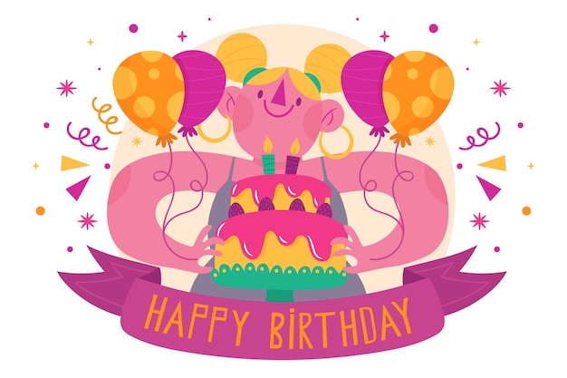 Free Vector hand drawn birthday background
