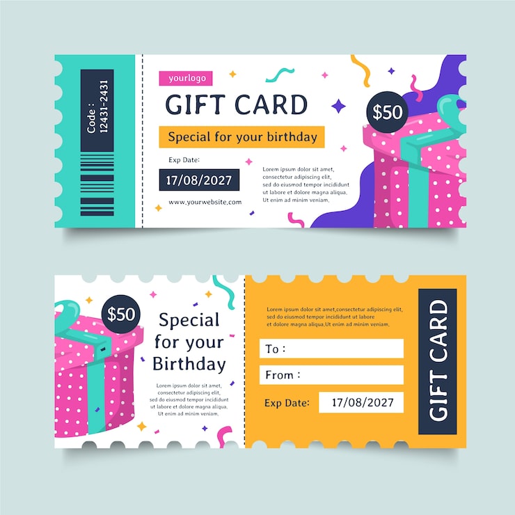 Free Vector hand drawn birthday gift voucher design