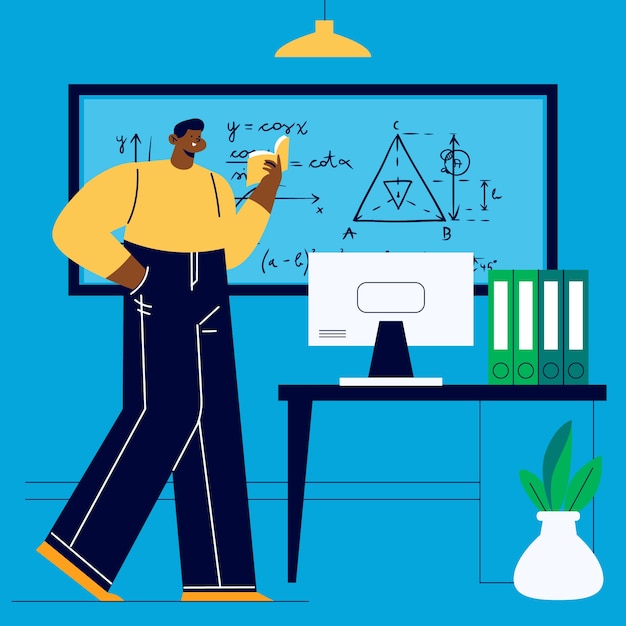 Free Vector hand drawn black teacher clipart illustration