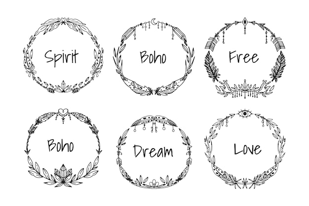 Free Vector hand drawn boho frame collection