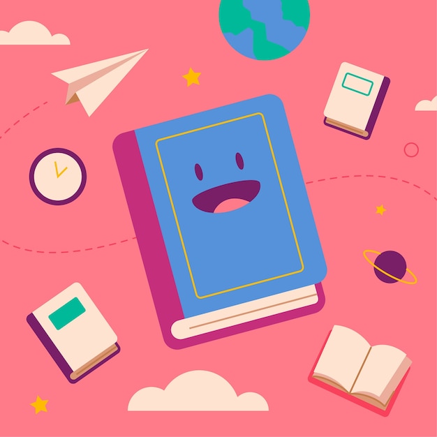 Free Vector hand drawn book  cartoon illustration