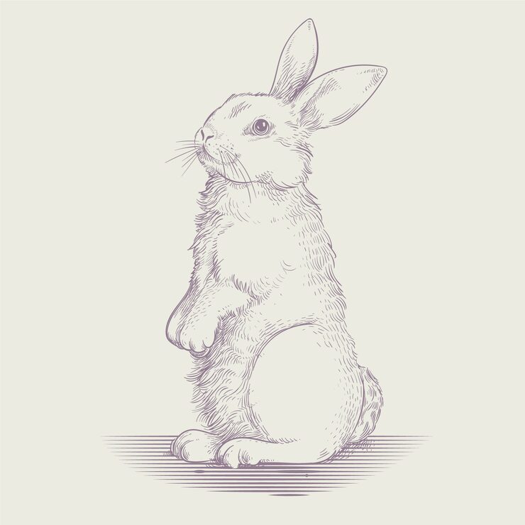 Free Vector hand drawn bunny outline illustration