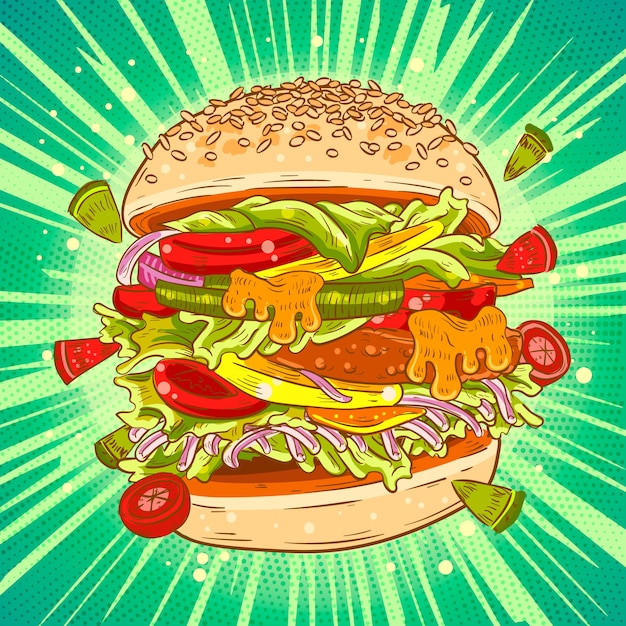 Free Vector hand drawn burger illustration