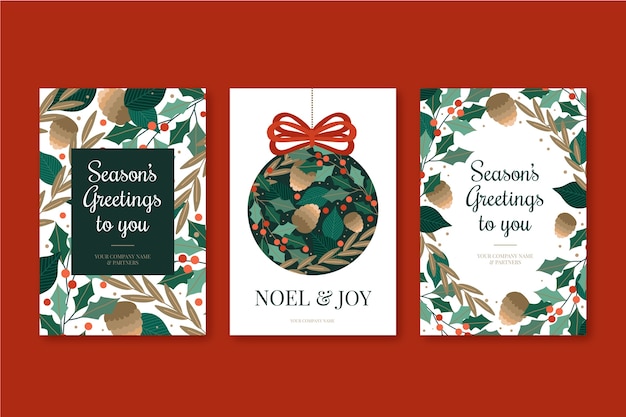 Free Vector hand drawn business christmas cards