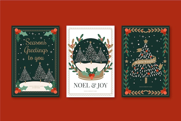 Free Vector hand drawn business christmas cards