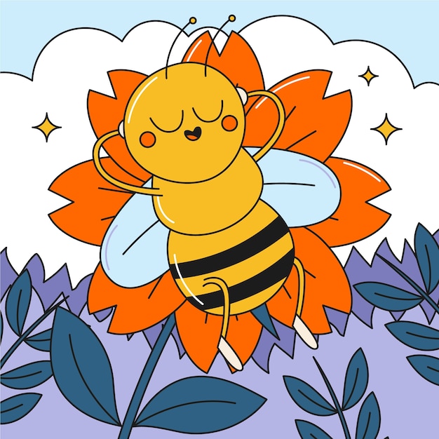 Free Vector hand drawn cartoon bee illustration