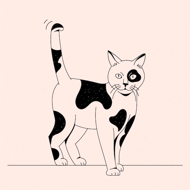 Free Vector hand drawn cat outline illustration