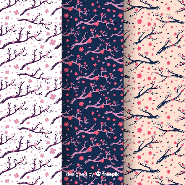 Free Vector hand drawn cherry blossom pattern