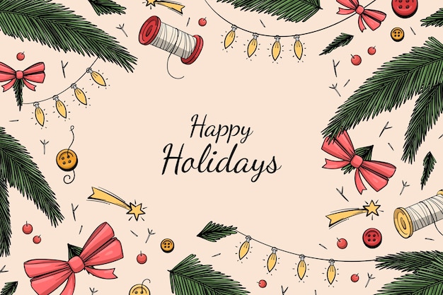 Free Vector hand drawn christmas background