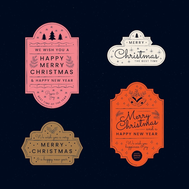 Free Vector hand drawn christmas badges collection