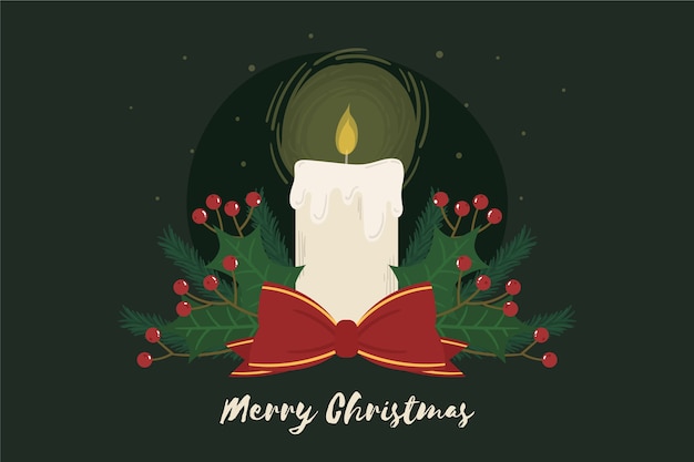 Free Vector hand drawn christmas candle background