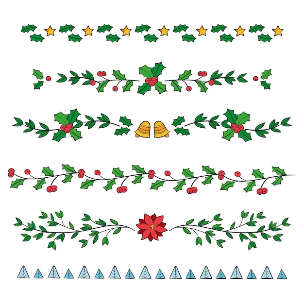 Free Vector hand drawn christmas frames and borders