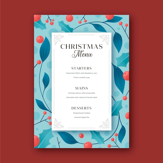 Free Vector hand drawn christmas menu template